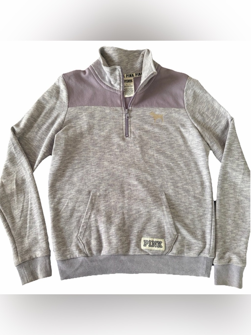 Victoria's Secret PINK Lavender and Heather Gray Half-Zip Pullover